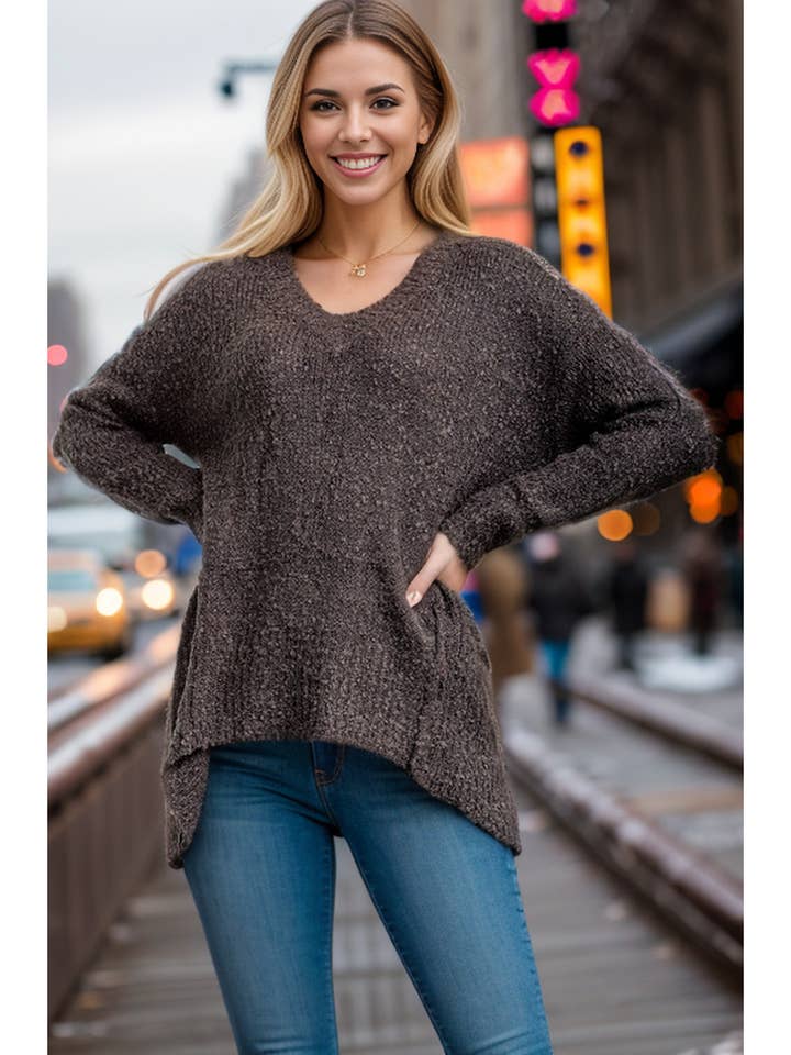 PLUS SOLID TRÖJA MED SLITS OCH DRAPERAD för wholesale av Pink Irene Wholesale