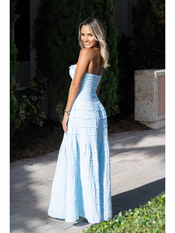 Cotton Natural - Wholesale Dress - Women's - Nice Arctic Blue Dress