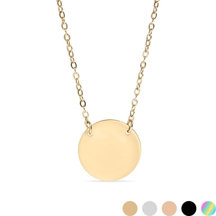 WJW - Wholesale Pendant/Charm Necklace - Stainless Steel Gold Blank Circle Necklace for Engraving