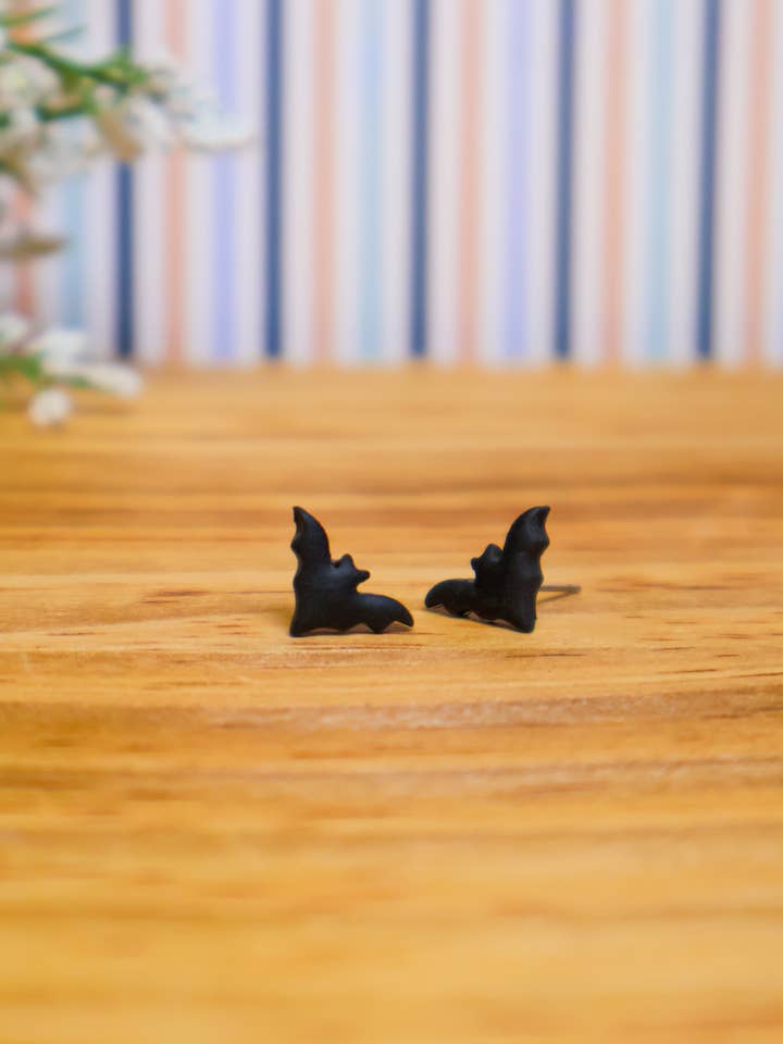 Tiny Bat Stud Earrings for wholesale by Ivy Lane Clay Co.