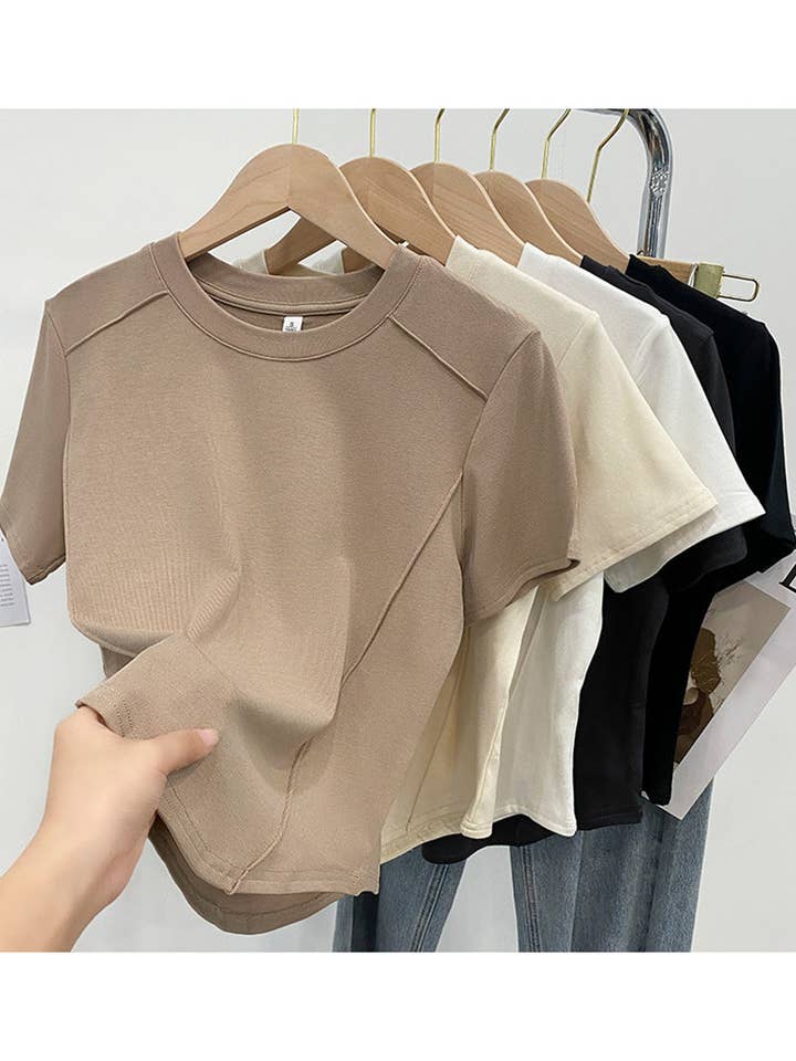 Solid Crew Neck T-Shirt for wholesale by Fleurworld