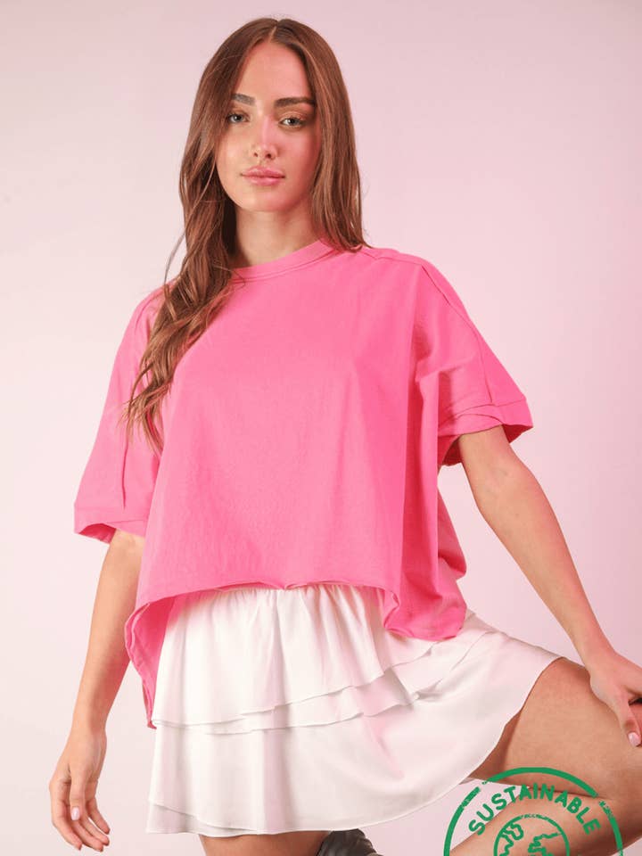 VERY J - Wholesale Knit Top - Women's - NT12068-ECO Oversized Crop Comfy Knit Top