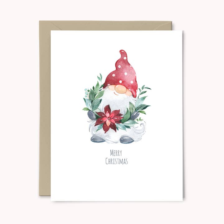 Cartão de Natal Feliz Natal do Gnome por atacado de Paper Swan & Co.