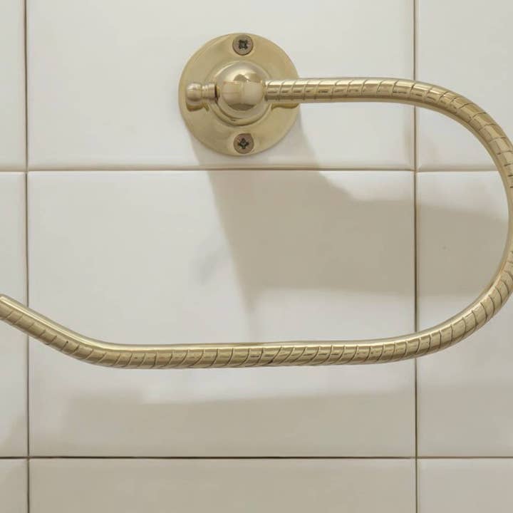 Handcrafted Brass Towel Holder - Wall Mount Towel Hanger and Hook for Powder Room for wholesale by Moroccantastics