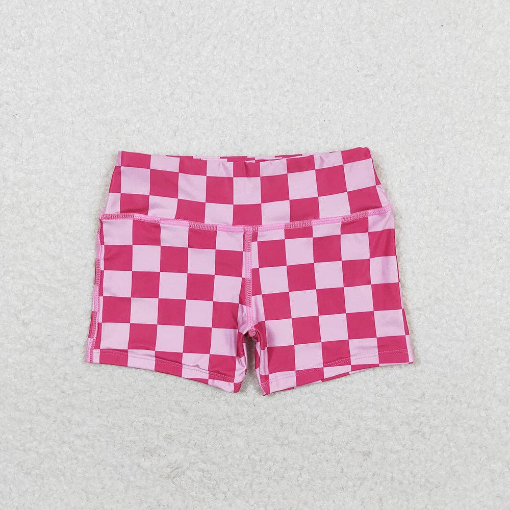 Aier Wholesale - Wholesale Shorts - Kids - Baby Girls Pink Checkered Biking Summer Bottoms Shorts0