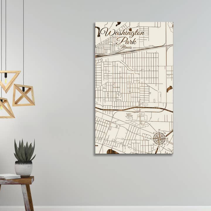 Illinois : Plan des rues de Washington Park pour la vente par Fire & Pine