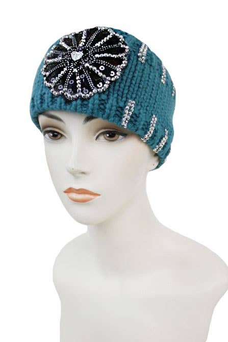 Cap Zone - Vendita all'ingrosso Fascia per capelli - Donna - Cerchietto in maglieria decorato con paillettes e pietre0