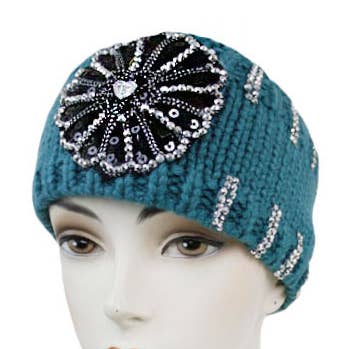 Cap Zone - Vendita all'ingrosso Fascia per capelli - Donna - Cerchietto in maglieria decorato con paillettes e pietre0