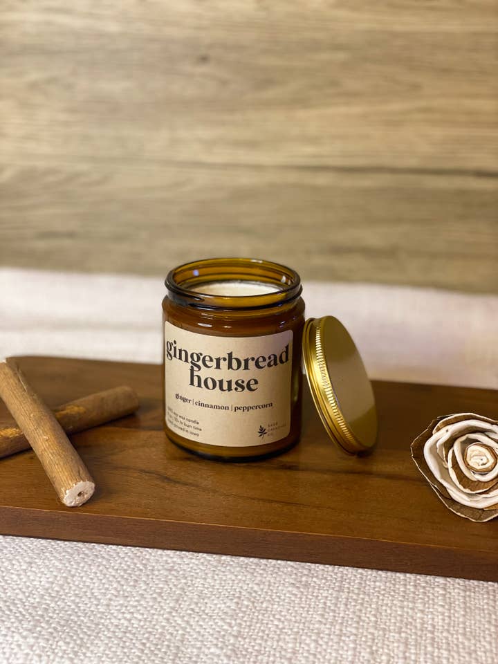 Gingerbread House - 100% Soy Wax Christmas Candle for wholesale by Sage Candle Co.