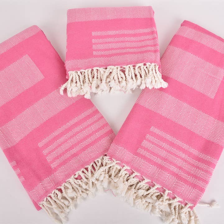Organic Turkish Towels - Wholesale Beach Towel - Beach Towels, Pink Chevron Towel for Relaxation6