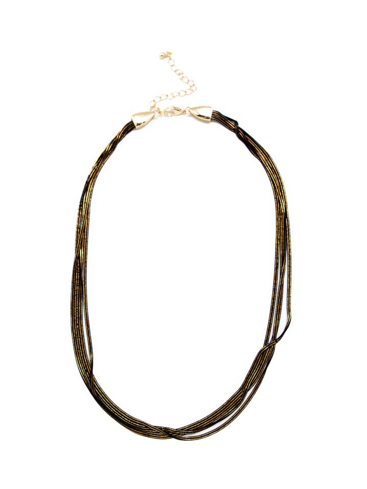 Necklace Liquid Metal Chain (4 Strands) Black 16 “ w/2”ext. for wholesale by Rant & Rave Classic