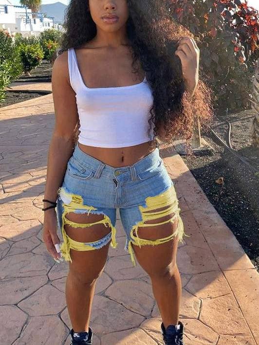 ripped distressed denim shorts for wholesale by Fashion Combination