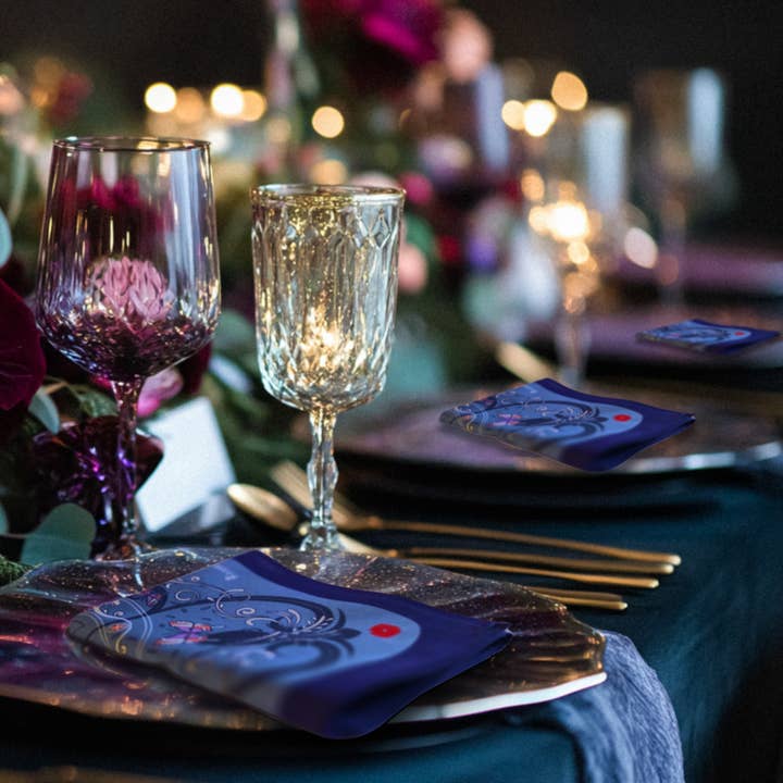 Signatur FLEUR DE LIS Baumwollservietten, 4er-Set, Blau für den Großhandel von Kisses mon chéri