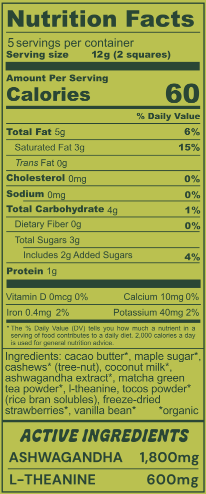 Vital Leaf - Wholesale Chocoladereep - Aardbei Matcha Chocoladerepen voor Stress + Focus: 12 repen8