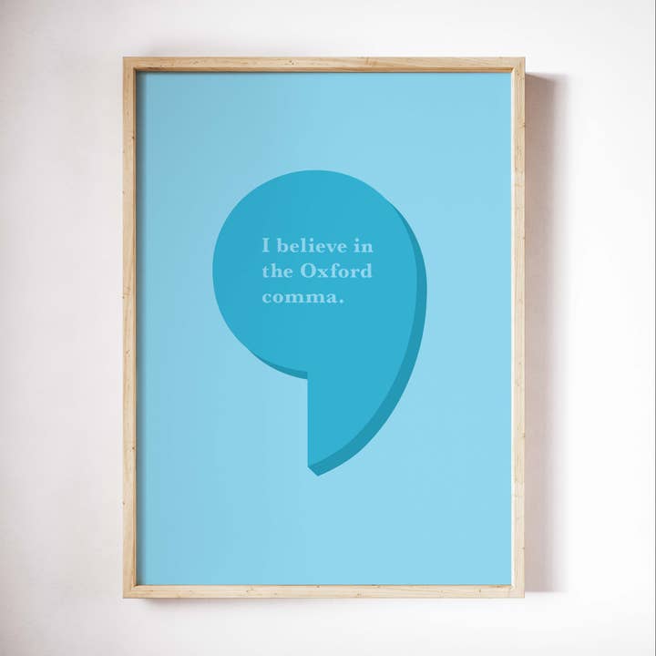 Oxford Comma Art Print for wholesale by Forage and Roam Design Co., LLC