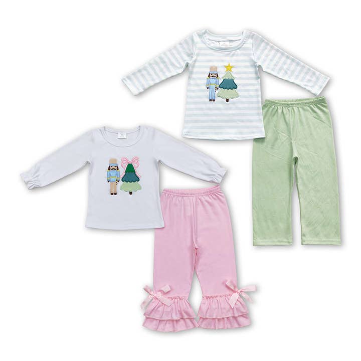 Christmas tree embroidery ballet kids girls boys outfits for wholesale by Yawoo Garments