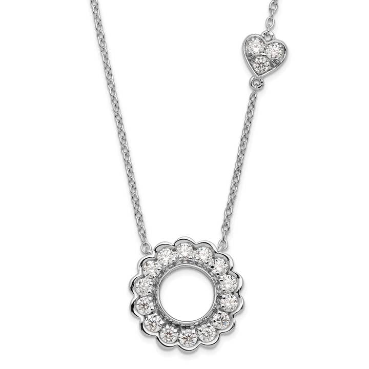 Collier Cœur et Cercle en Diamant de Synthèse en Or Blanc 14k pour la vente par Fine Diamond