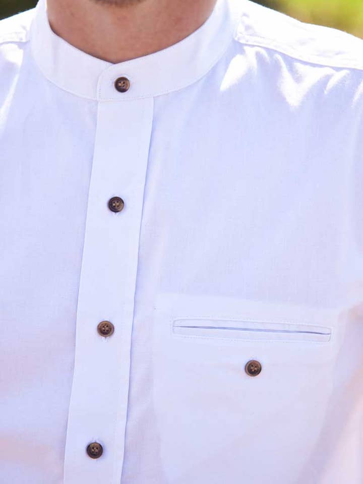 Lee Valley Ireland - Wholesale Button Down Shirt - Men's - Grandfather Shirt Comfort Cotton Optic White (FL43)3