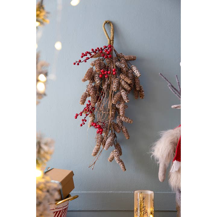 A&B Home Group Inc. – wholesale Christmas decoration – 27"H Faux Pinecone and Red Berry Swag4