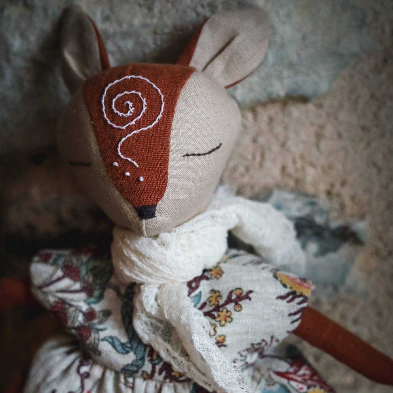 Black Creek Botanicals – wholesale Doll – Kids – Fox Spirit Guardian–Handmade Linen Doll–Woodland Plush Toy6