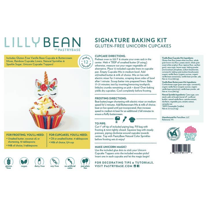 LillyBean Baking - Wholesale Cake Decorating Kit - Christmas Unicorn Cupcake Kit (Vegan & Gluten-Free)
