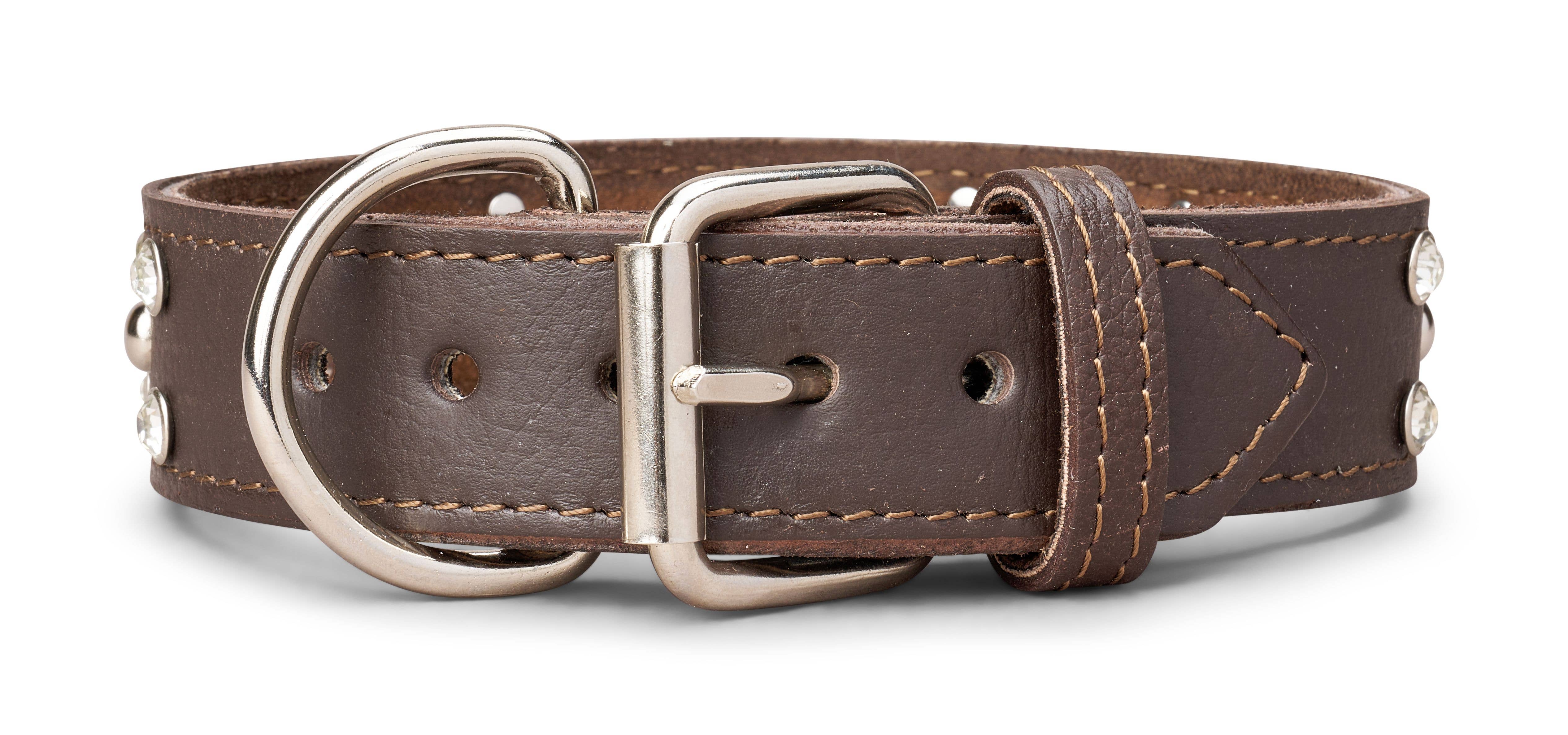 TOP DOG BRAND INC - Venta al por mayor Collar - Perros - Collar de cuero de 1 3/8 pulgadas con diamantes de imitación transparentes y tachuelas3