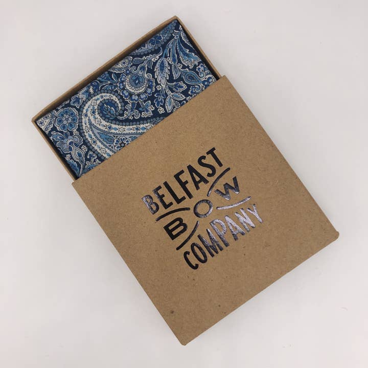 Belfast Bow Company - Wholesale Pocket Square - Men's - Liberty of London Pocket Square in Navy Paisley1