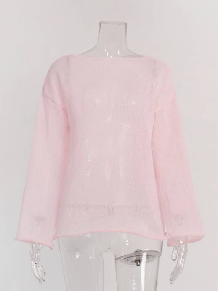 Hope & Sunshine - Wholesale Knit Top - Women's - Hollow Knit Bell Sleeve T-Shirt For Women2