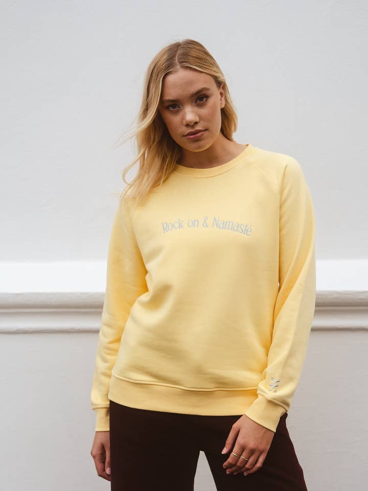 Sudadera Rock on and Namasté - Amarillo para venta al por mayor de Rock on and Namaste
