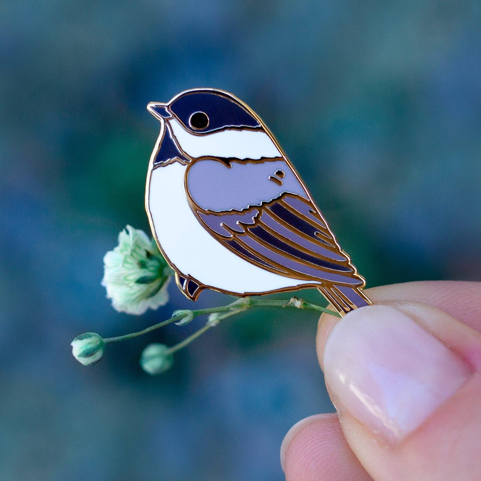 Botanical Bright - Wholesale Lapel Pin/Button - Chickadee Enamel Pin1