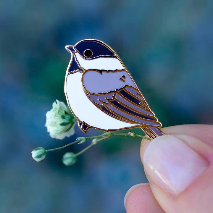 Botanical Bright - Wholesale Lapel Pin/Button - Chickadee Enamel Pin1