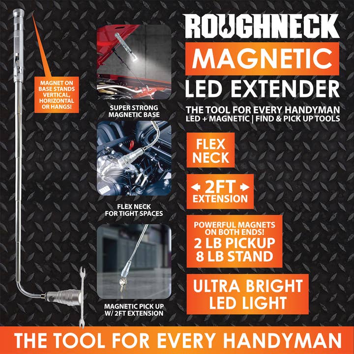 Novelty Brands - Wholesale Handheld Flashlight - Roughneck Magnetic LED Extender 2 ft Multi Tool - 4/Display0