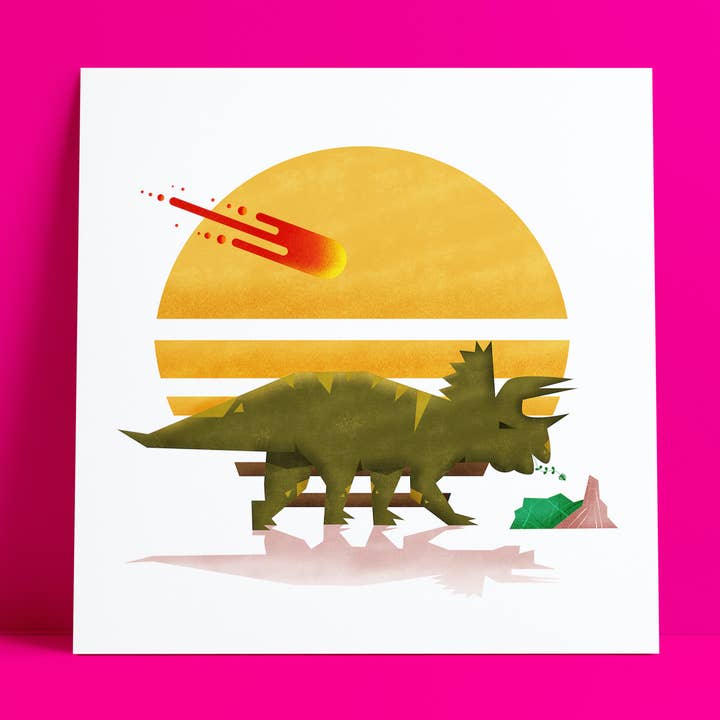 Triceratops Dinosaur Art Print for wholesale by Geeky Little Monkey