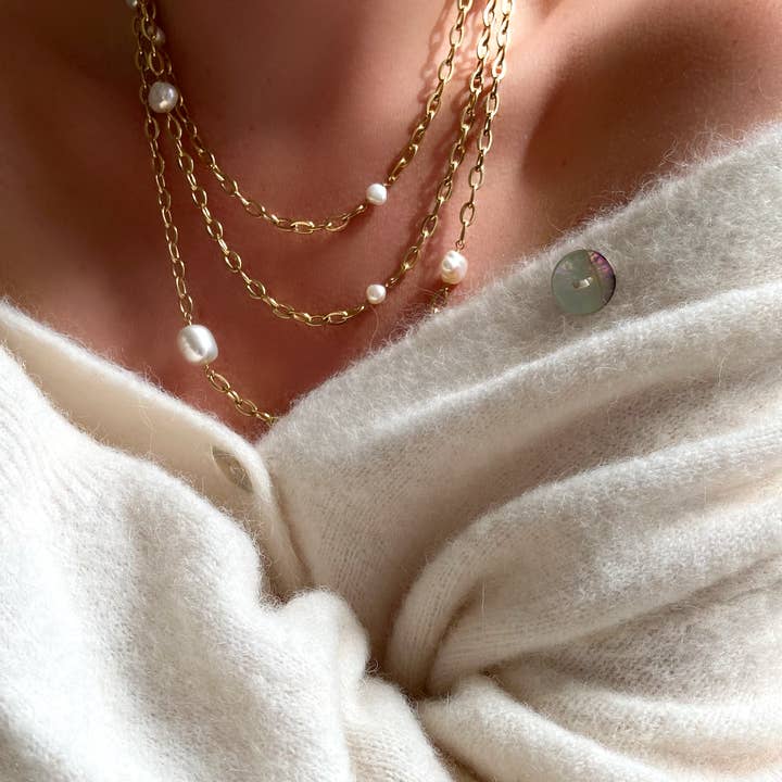 Gold MULTI-PEARL NECKLACE for wholesale on Faire1