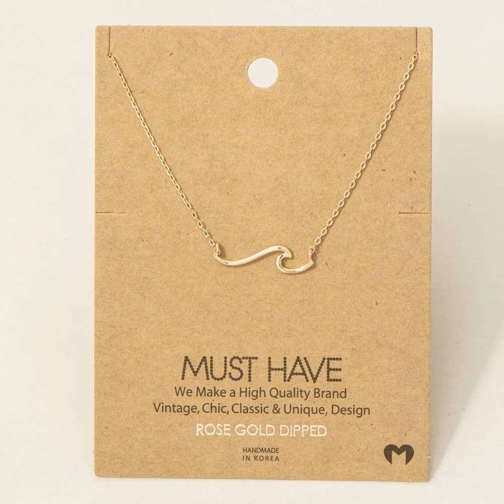 Fame Accessories - Wholesale Pendant/Charm Necklace - Gold Dipped Wave Pendant Necklace5