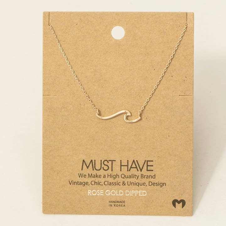 Fame Accessories - Wholesale Pendant/Charm Necklace - Gold Dipped Wave Pendant Necklace5