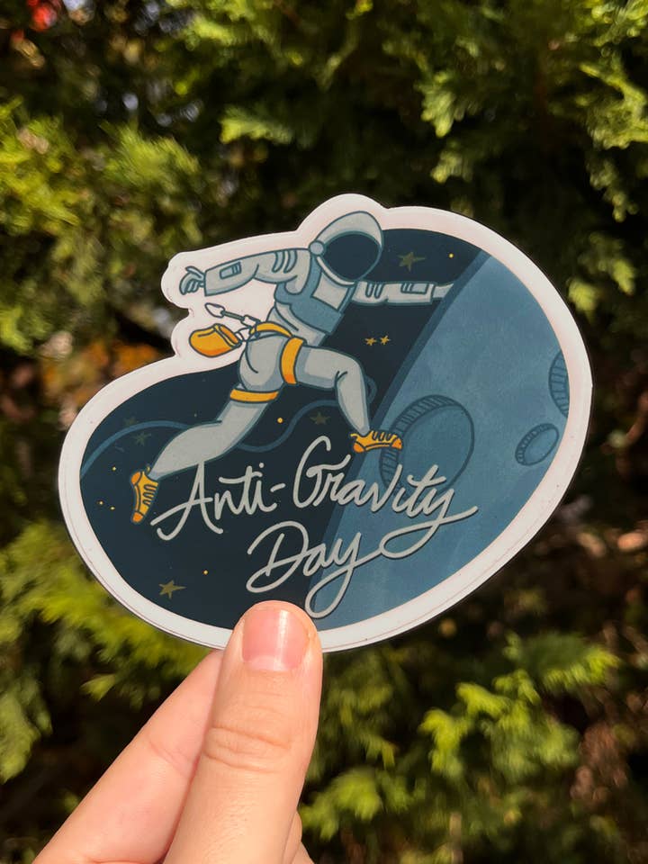"Anti-Gravity Day" Rock Climbing Sticker in Space! for wholesale by Alex Mauss Design