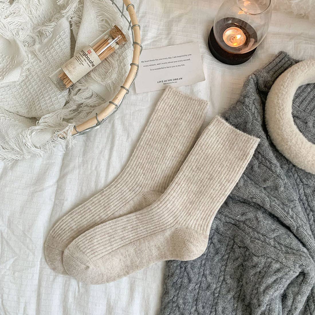 Funkyrel® Atzbranding Limited - Venta al por mayor Calcetines - Mujer - Rufia - Calcetines de Invierno Cálidos de Color Sólido3
