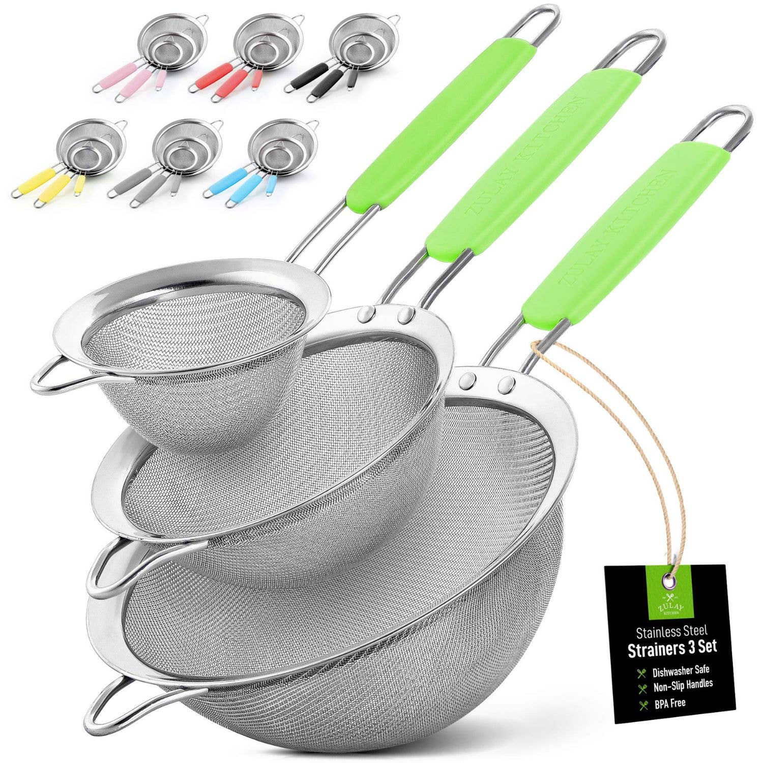Zulay Kitchen - Wholesale Sifter - Premium Stainless Steel Fine Mesh Strainer Set of 311