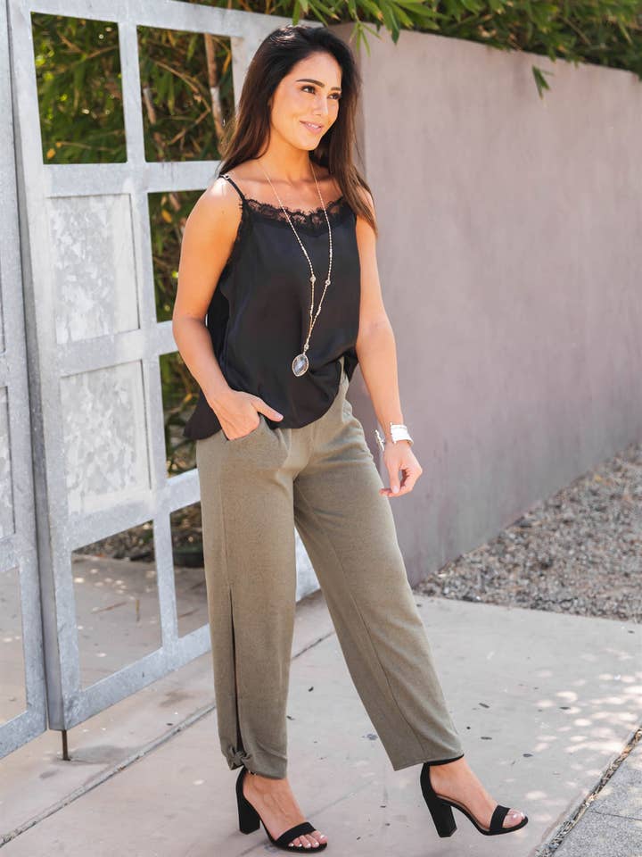 Tickled Teal - Wholesale Pants - Women's - Solid Ankle Tie Brie Pants12