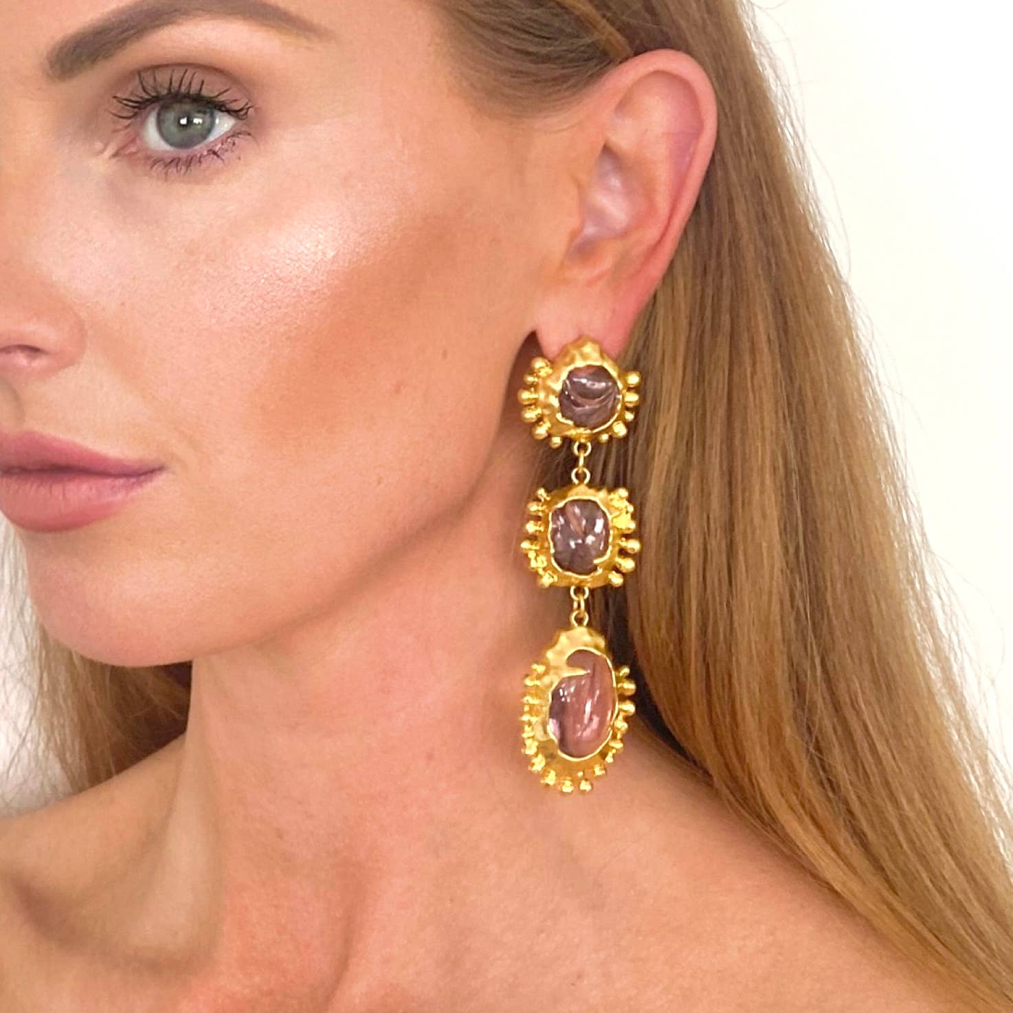 Nicholls Jewellery – wholesale Dangle earrings – Vintage Long Dangle Pink Statement Earrings1