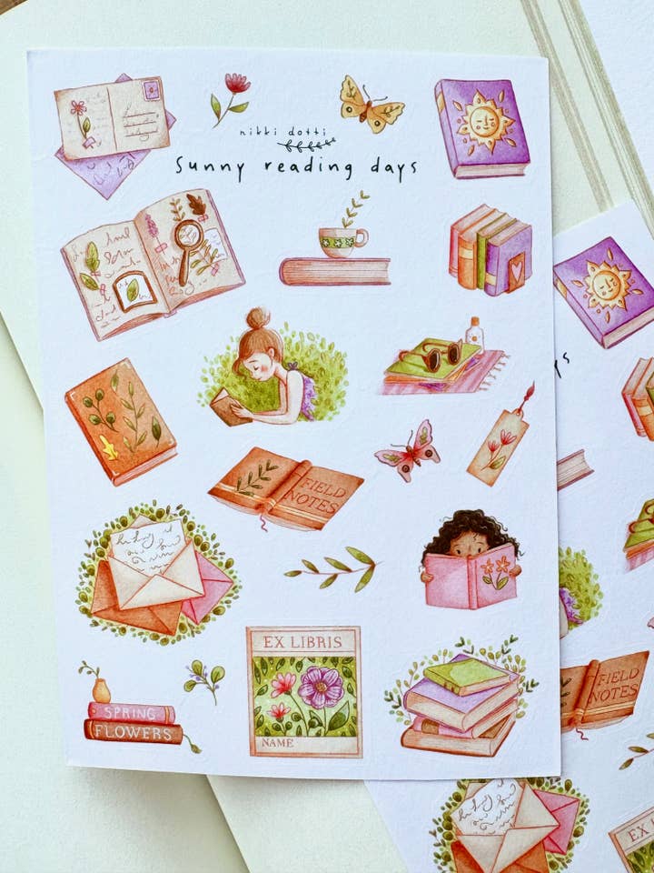 Klistermærkeark – Solrige læsedage for engroshandel hos Nikki Dotti
