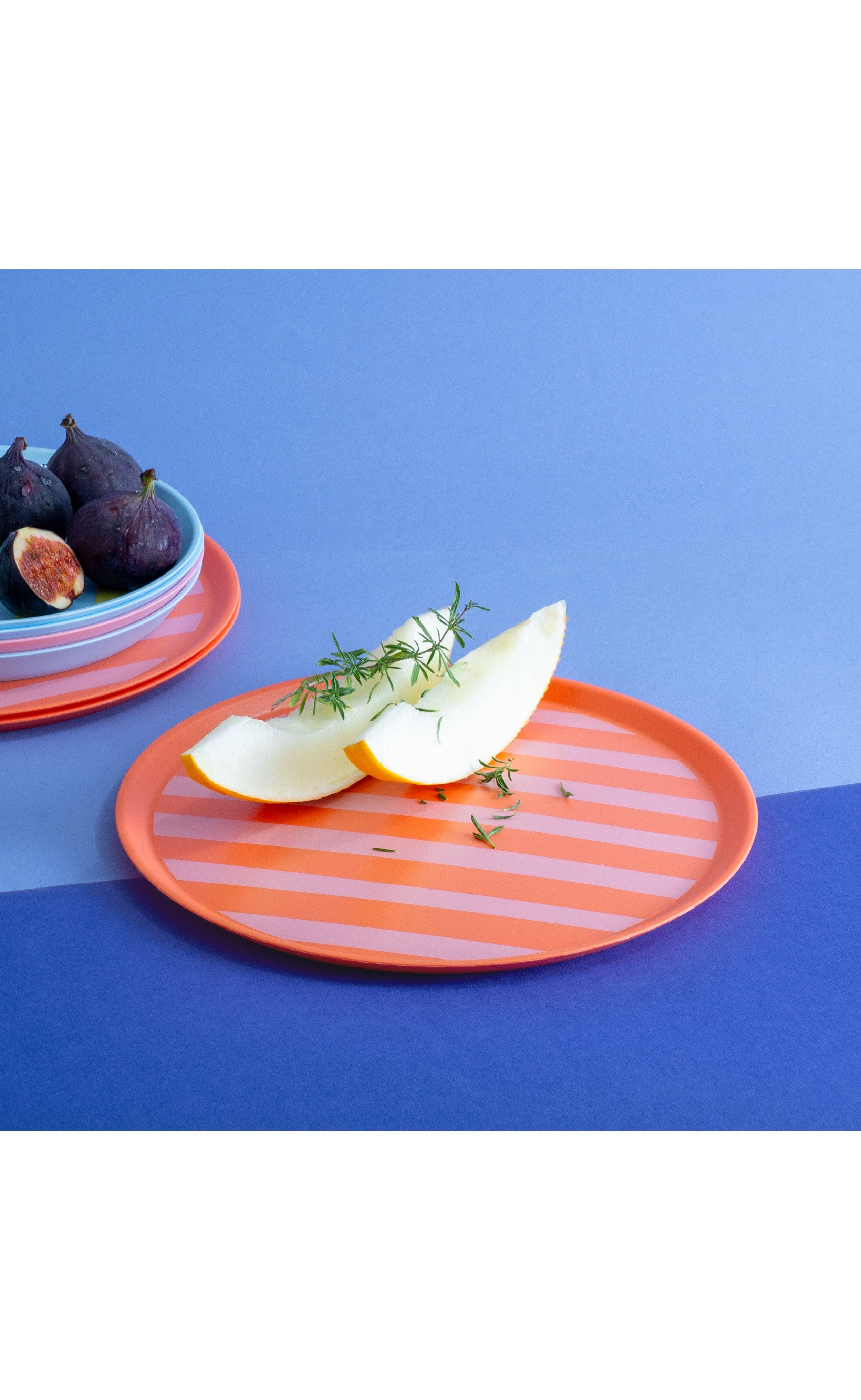 strong coral Large Plate NORA PLATE STRIPES for wholesale on Faire1