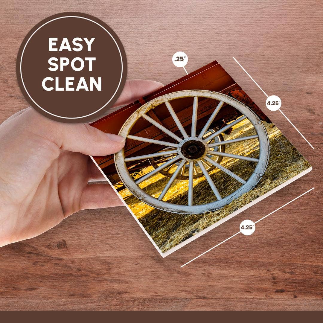 3dRose - Wholesale Coasters - 3dRose, Washington State, Palouse. Old wagon wheels from local wheat farms., Coaster6