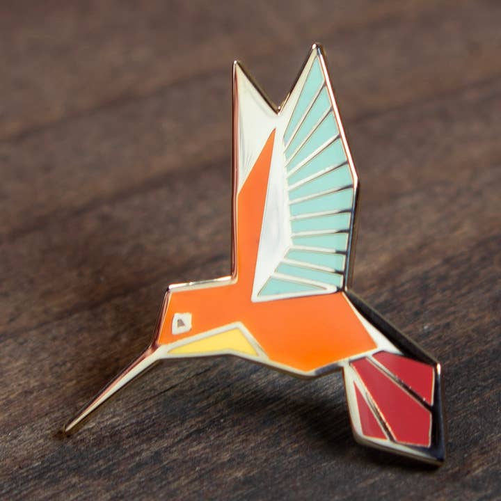 Rufous Hummingbird Enamel Pin for wholesale by Prairi Lu Studio