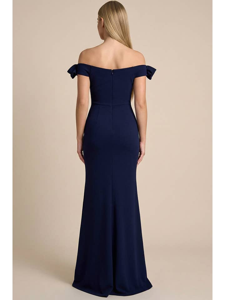 Flåde Off-shoulder blomster maxikjole med rynker for engroshandel på Faire1