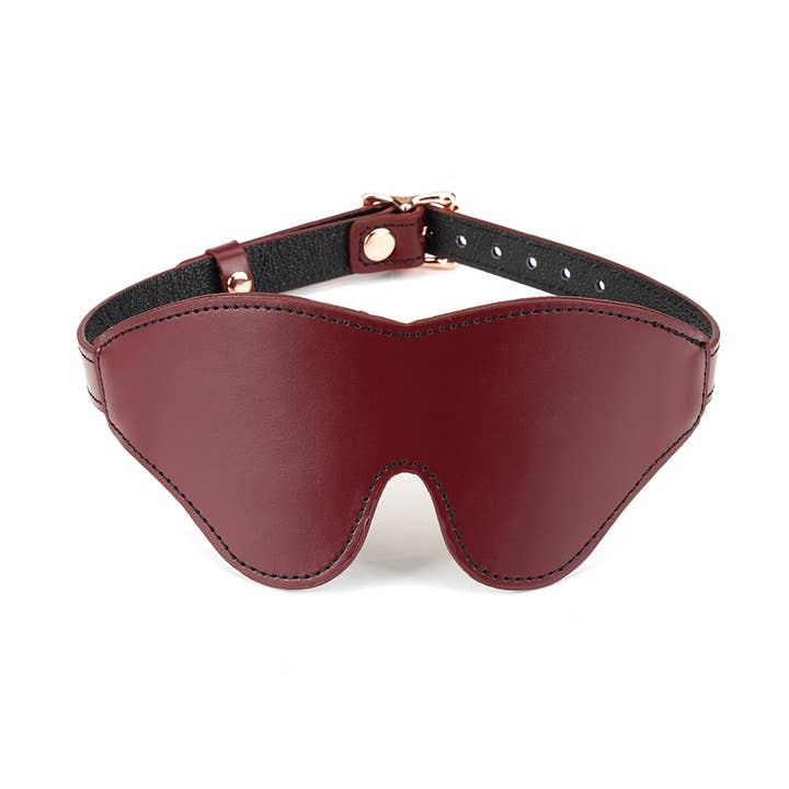 Wine Red - Leather Blindfold with Rose Gold Buckle for wholesale by Liebe Seele