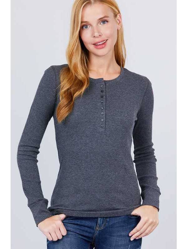Vanilla Monkey - Wholesale Knit Top - Women's - Long Sleeve Henley Thermal Knit Top34