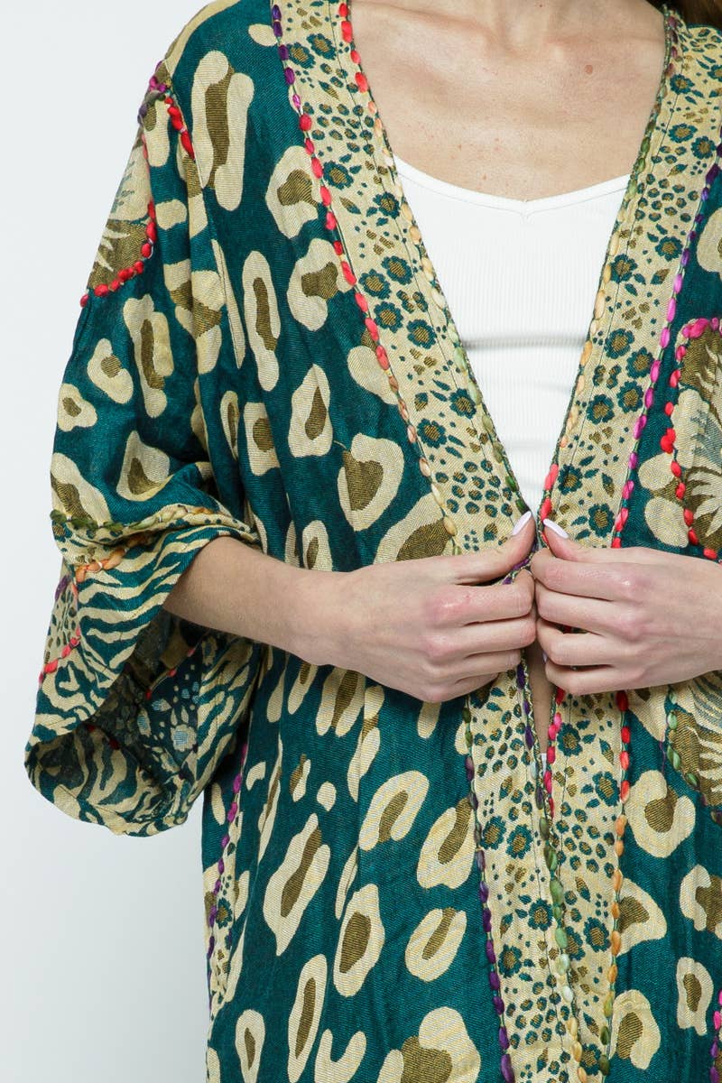 Raj Trading & Imports (USA) Inc. - Wholesale Kimono - Women's - Daliah Green Thick Stitch Duster3