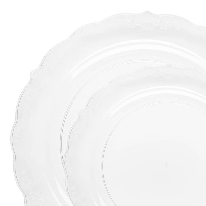 Clear Vintage Plastic Dinnerware Set - 120 Guests for wholesale by Smarty had a Party